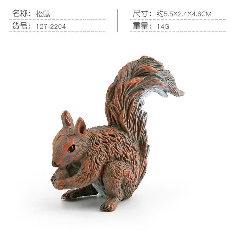 6 Simulated Forest Animals, Squirrel, Rabbit, White-Tailed Deer, Fox Model Static Ornament Toys
