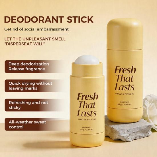 1/2 Stück 83g Deodorant Stick für Männer Frauen, Vanille & Pistazien Duft, Tägliche Achselpflegecreme, Langanhaltender Geruchsschutz Deodorant Balsam