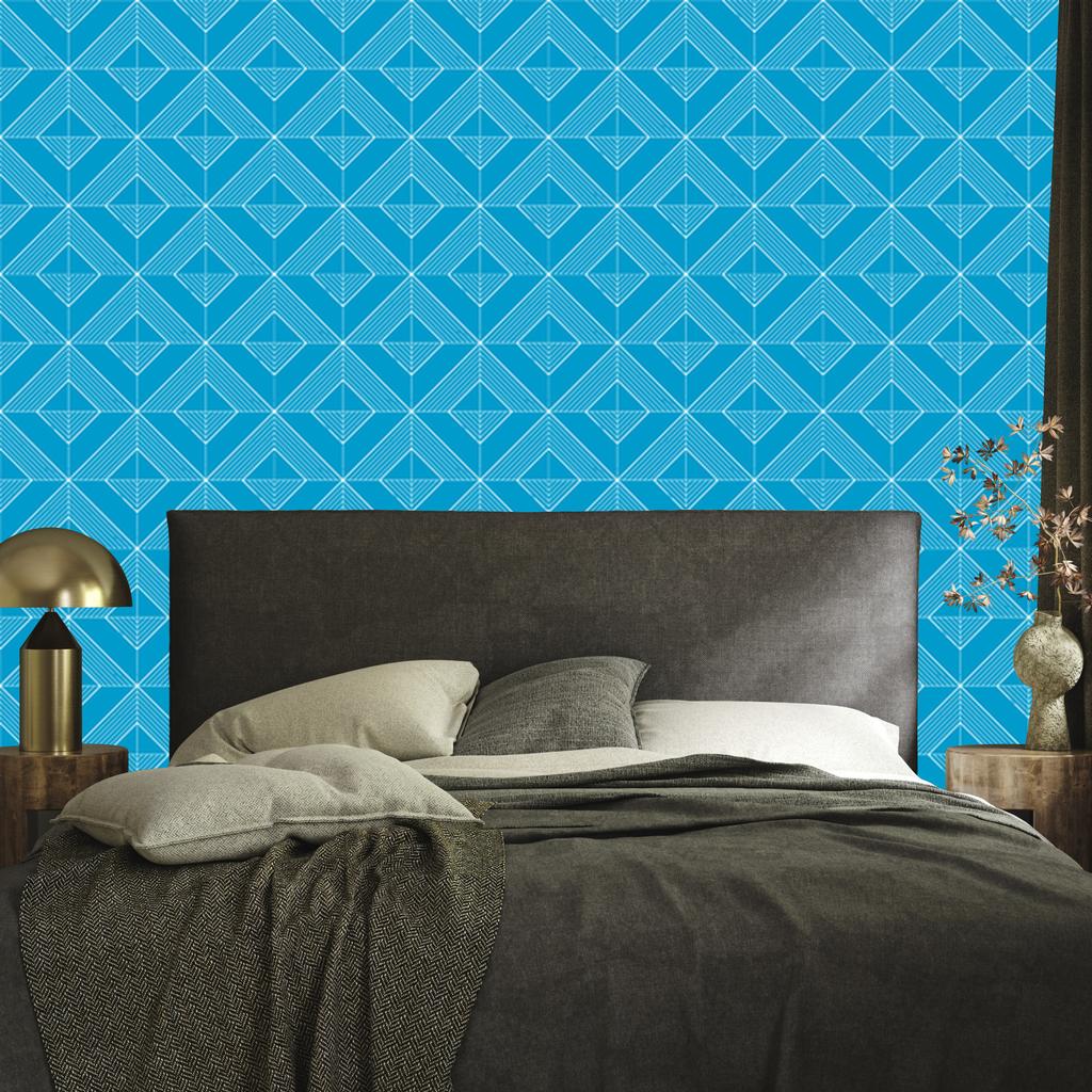 Geometric Diamonds Turquoise Wallpaper, Subtle Detail 50x1000