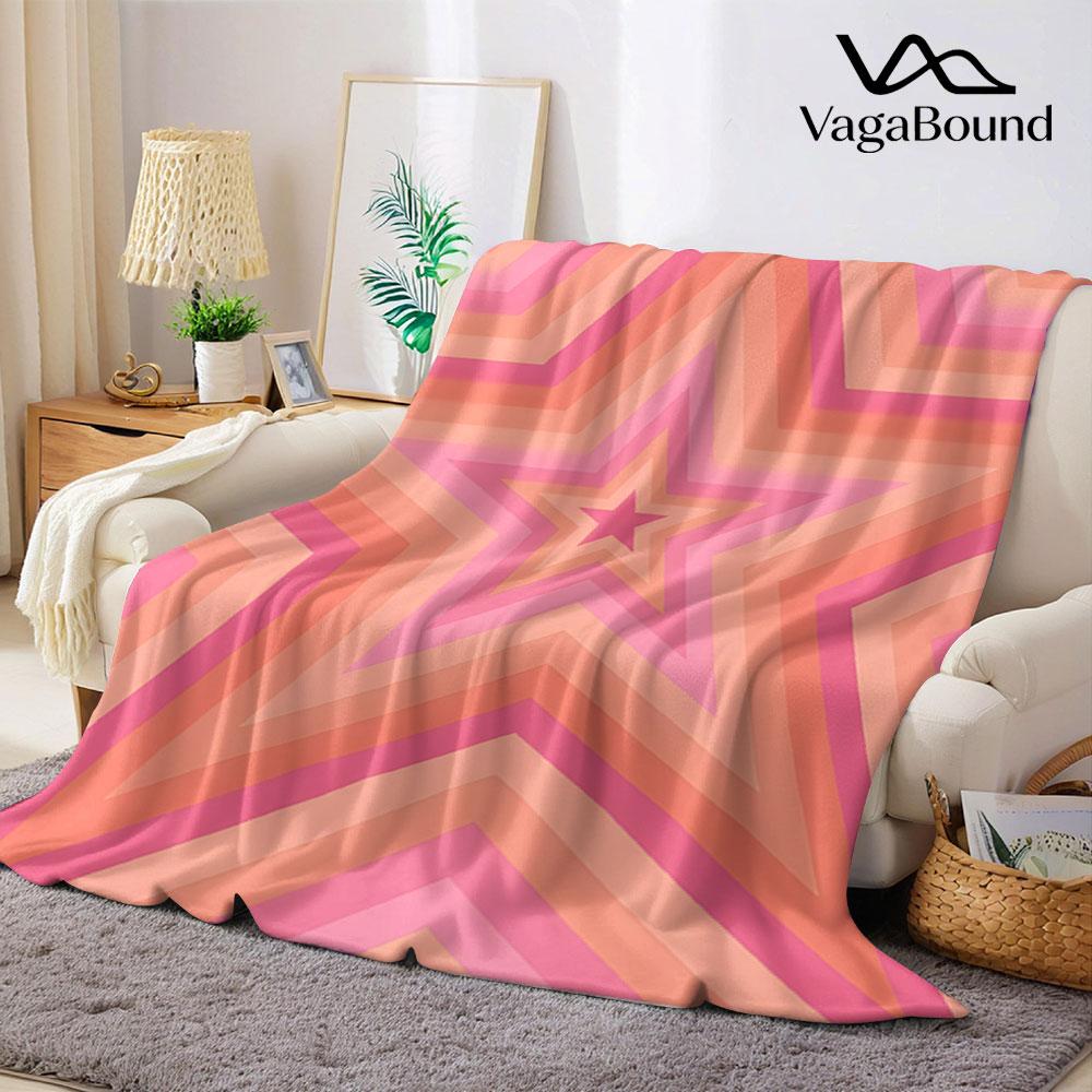 Layered Retro Star Flannel Blanket Perfect for Sofa Office Bed Travel Sleep Read Relax Camping four season use
