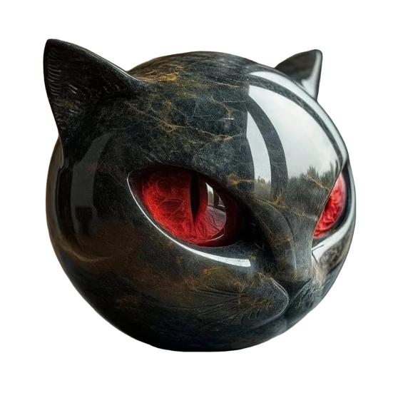 Mini Cat Stone Resin Cat Head Figurine Collectible Healing Stone Marble Texture Cat Stone Keepsake Gift for Cat Lovers Women Men