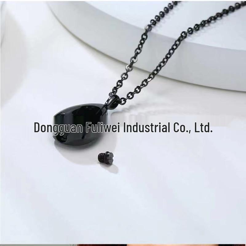 Titanium Steel Hollow Memorial Pet Cremation Pendant Necklace
