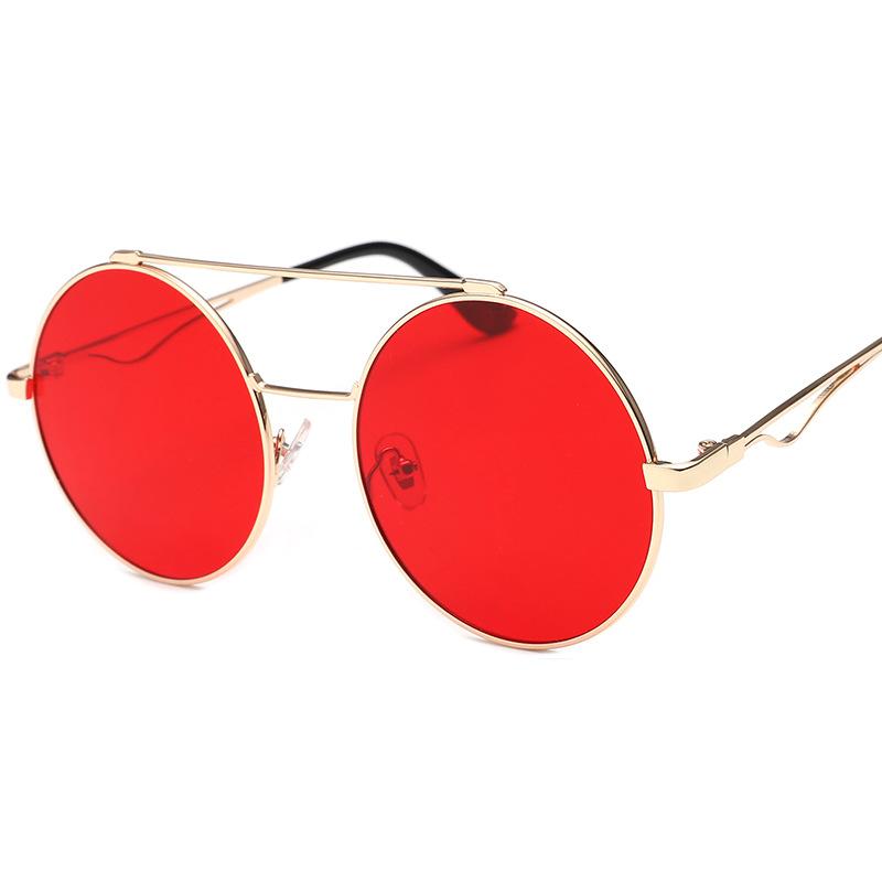 Vintage Round Sunglasses Men  New In Fashion Double Bridge Mirror Shades Women Trendy Retro Brand Design Sun Glasses