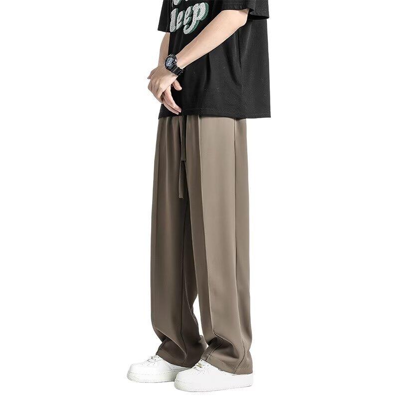 Ice Silk Pants Men's Summer Thin Drape Wide-leg Trousers Loose Straight Casual Trousers