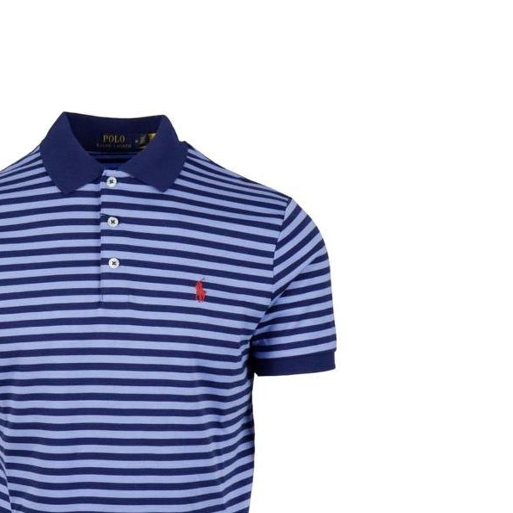Polo Ralph Lauren a Blocchi di Colore a Strisce con Logo Ricamato a Maniche Corte Polo da Uomo Polo Blu Scuro 710830550-005