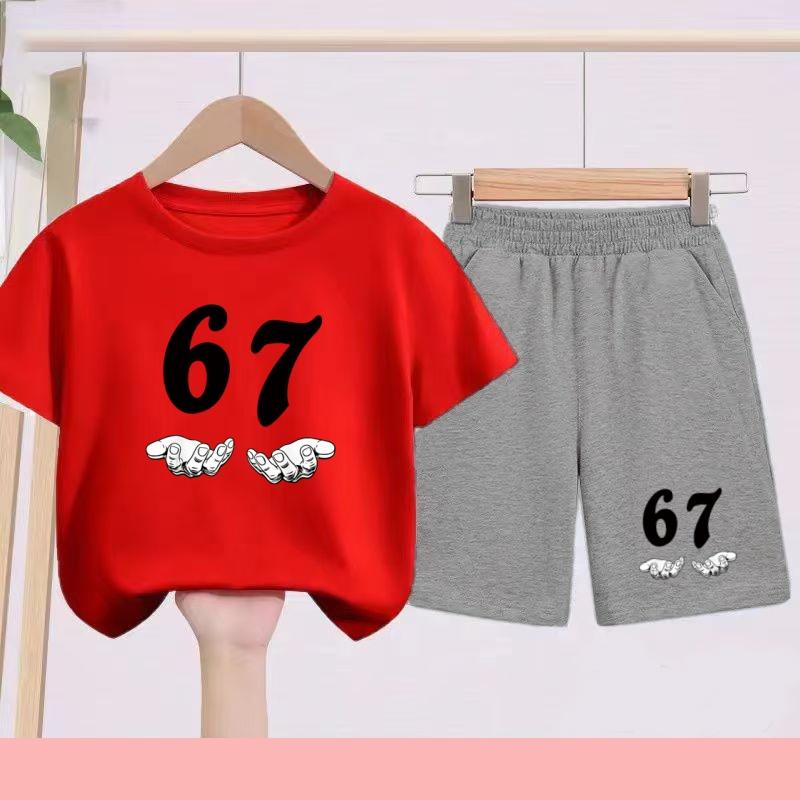 Completo sportivo per bambini: Set di T-shirt casual a maniche corte stampata+pantaloncini adatto per la calda estate