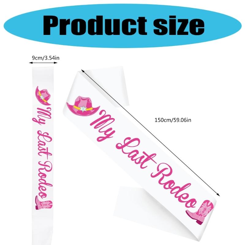 Satined Ribbon Sash With Pink Lettering For Bachelorette Event Celebration Birthday Graduation And Cowboy Theme Parties