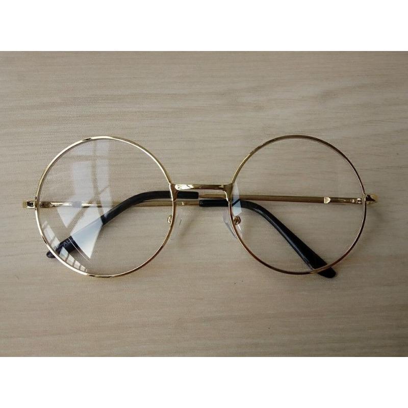 Yeni Tasarım Vintage Kadın Gözlük Çerçeveleri Düz Ayna Büyük Yuvarlak Optik Metal Çerçeveler Kız Çocuk Gözlükleri İçin Kadın Şeffaf Lensli