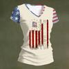 Women’s V Neck Lightweight Short Sleeve Top with Distressed Flag and 250 Years Print for Spring Summer Casual Wear