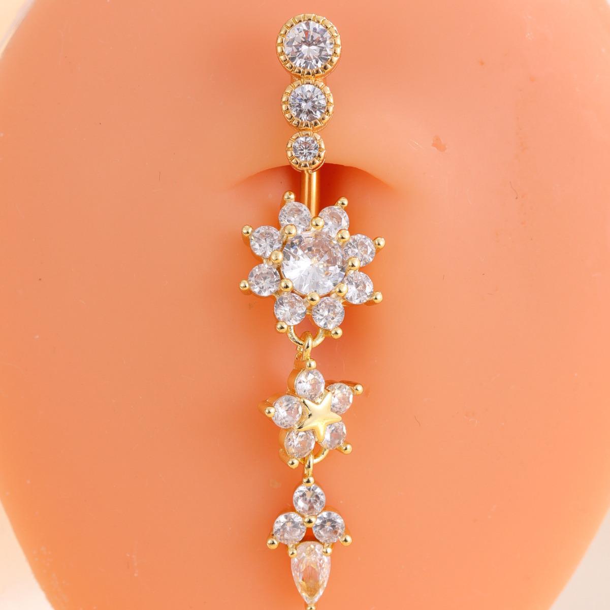 

Трансграничный круглый цирконовый пирсинг пупка - украшение для пирсинга тела золотой