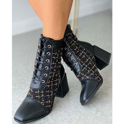 Martin-Stiefel für Damen, mittelhoher Absatz, dicke Fersennähte, passend zu den schmalen Stiefeln im britischen Stil für Damen