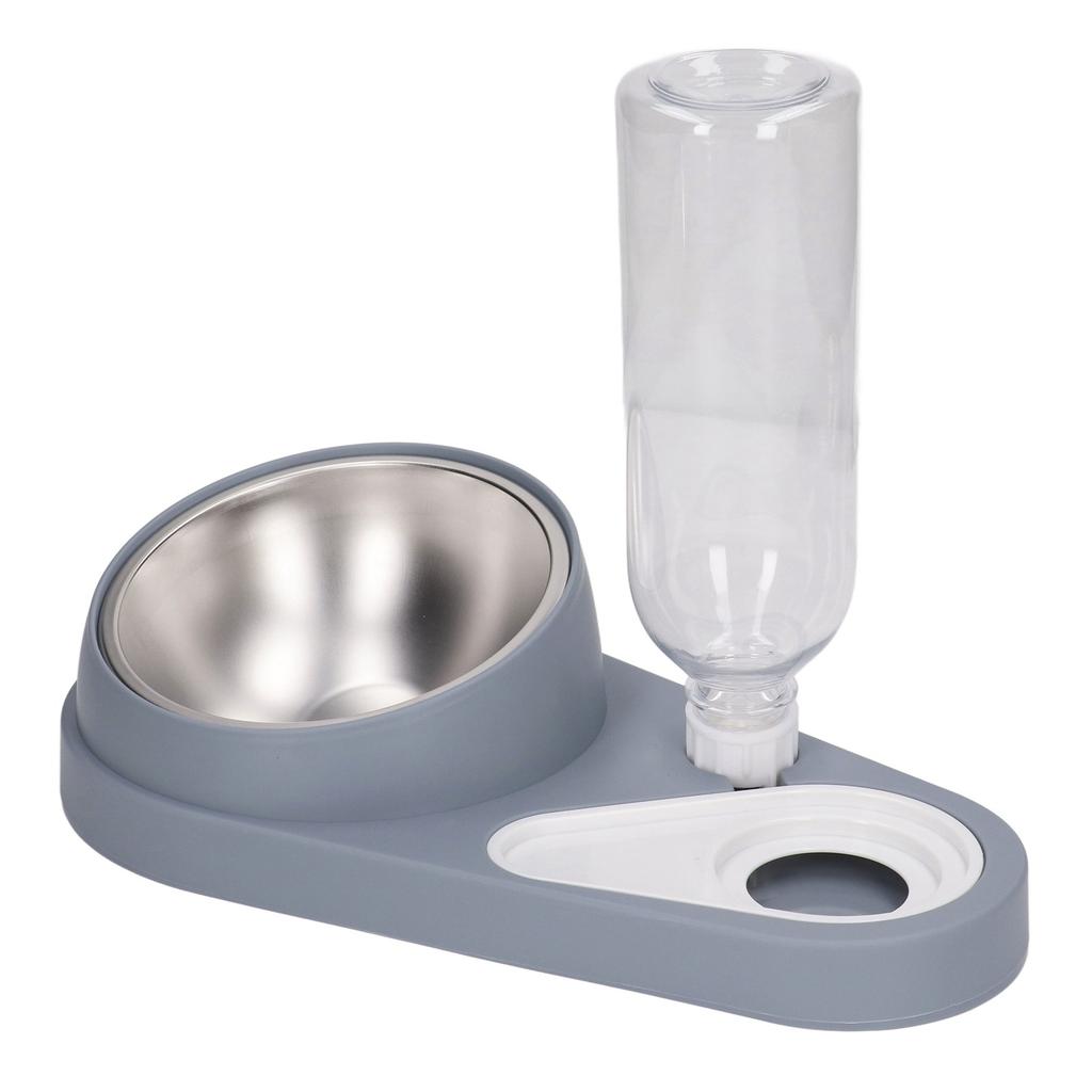 Double Dog Cat Bowls with Automatic Waterer Bottle Neck   Tilted Pets Water and Food Bowl Set