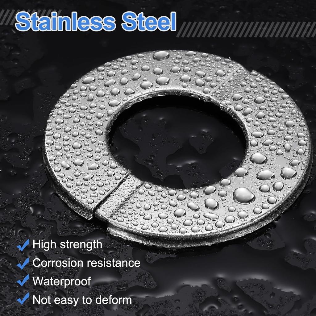 HARFINGTON 2pcs Wall Split Flange 0.67" (17mm) Stainless Steel Round Self-Adhesive Split Flange Pipe Cover Clip-on Escutcheon Collar for Floor