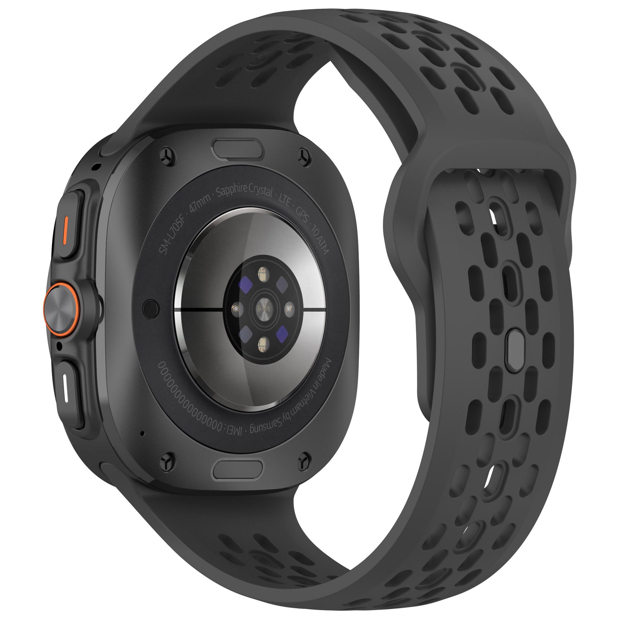 

Мягкий силиконовый ремешок для Samsung Galaxy Watch Ultra 2025, спортивный ремешок с зазорами для Galaxy Watch 47 мм Ultra, аксессуары. 47mm чёрный