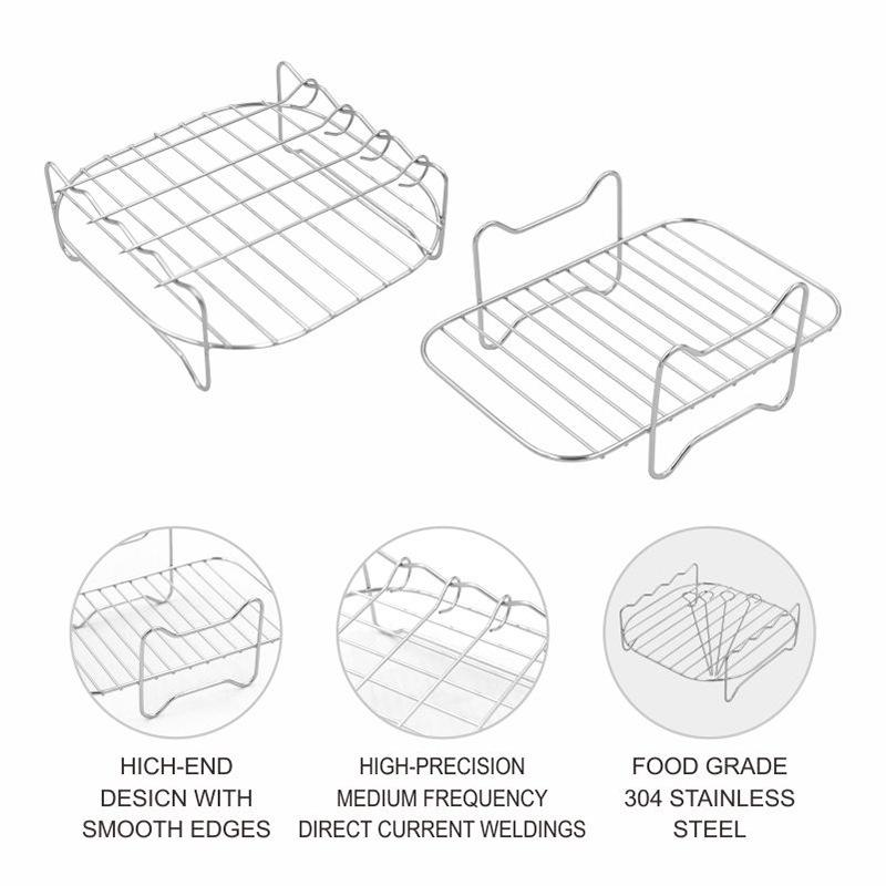 Stainless Steel Double-Layer Air Fryer Grill & Steam Rack - 7”/8”