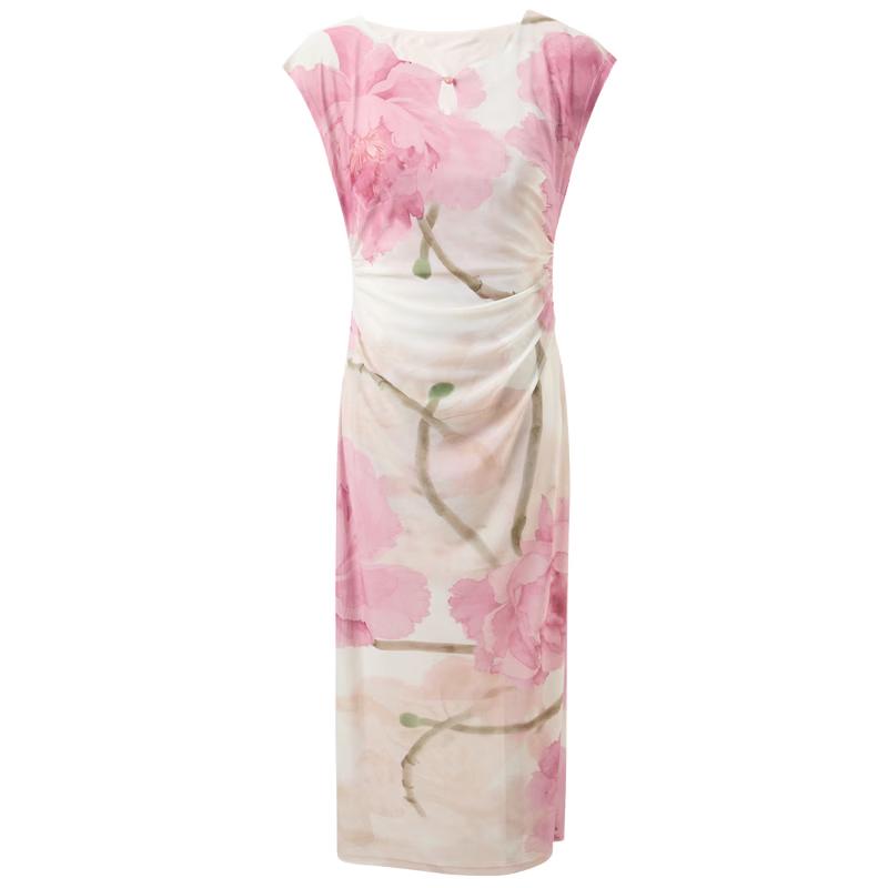 Sancai Hua Xiang Liuli Peony Print New Chinese Style Long Dress M (160/84A)