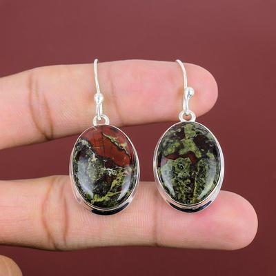 Dragon Bloodstone Earring 925 Sterling Silver Earring Unique Jewelry Handmade Real Gemstone Earring Wonderful Dangle Earrings Gifts For Her
