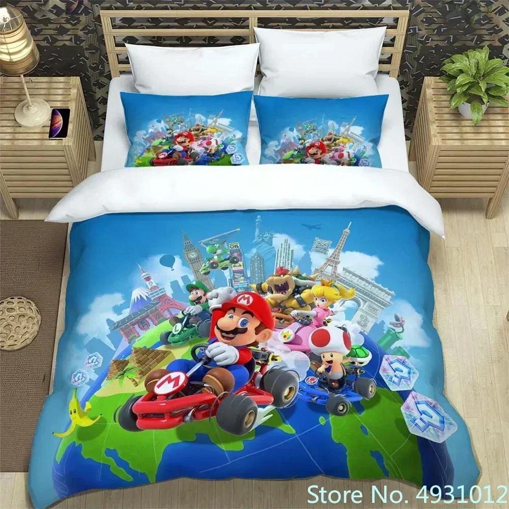

Anime Jumpman Super Mario Children Bedding Set Pillowcase Bedclothes Cartoon 3D Printed Kids Adult Boys Quilt Duvet Cover Gift US Twin(172*218cm)3pcs