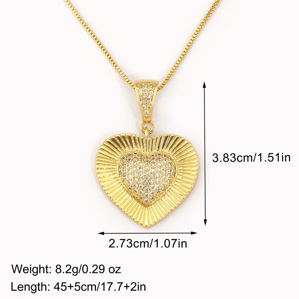 Nidin Classic New Design 3 Styles Heart Shape Charm Pendant Necklace For Female Male Light Luxury Copper Neck Jewelry Chic Gifts
