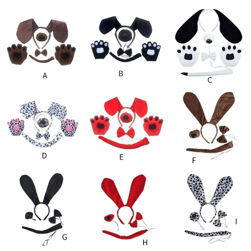 Animal Dress up Kits Include Dog Hairband, Tail, and Bowtie for Kid Halloween