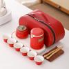 Compact Ceramic Travel Tea Set: 1 Teapot + 6 Cups for Camping or Business Gifts