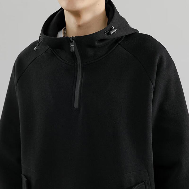 Mao Ren Men's Casual Half-Zip Hooded Sweatshirt