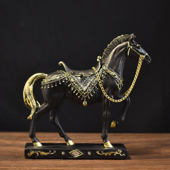 Realistic Horse Figurine Handcrafted Pony Resin Statue Simulated Farm Animal Sculpture Home Office Desktop Decoration Ornament