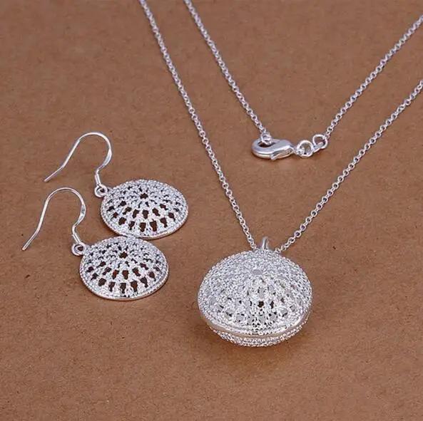 Charms Wedding 925 Silver Jewelry Fashion Pretty Pendant Necklace Earring Women Party Set TOP Quality Stamped