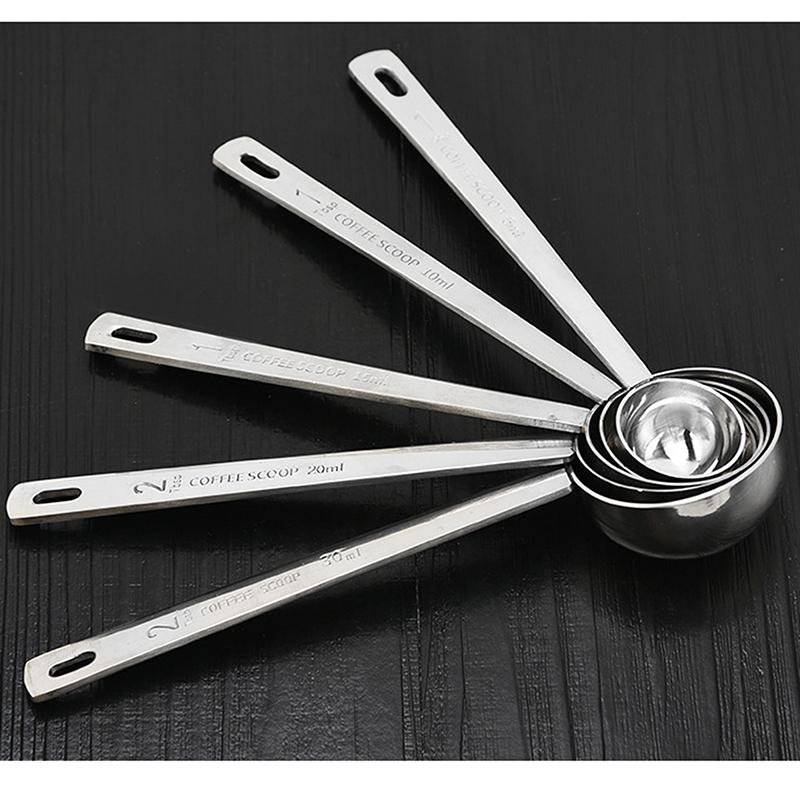 Messlöffel aus Edelstahl, runder Kopf, langer Griff, Messschaufel für trockene und flüssige Anwendungen, Küchen- und Backwerkzeuge