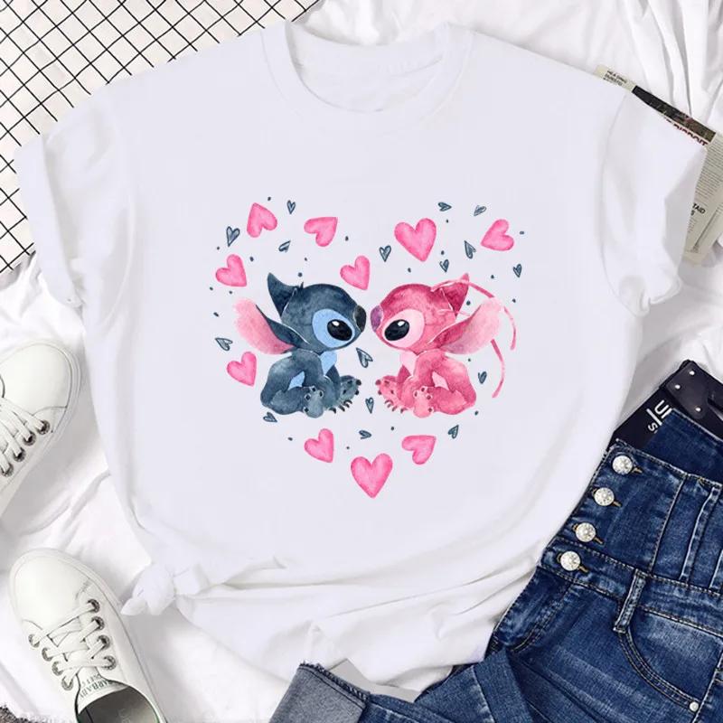Disney Funny Not Today Stitch Women's Clothing Cartoon Y2k Stitch Summer Top Casual T-shirt Women's Cotton T-shirt