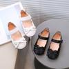 Children's Square-Toe Leather Shoes Girls Fashion Little Bow Flats Toddler Princess Shoes Dance Footwear
