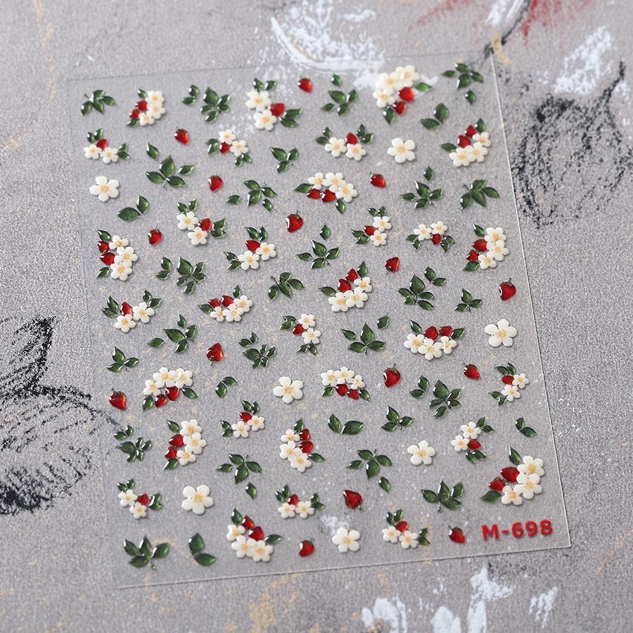 

Ферритовый Белый Цветок Фрукты Тисненые Желейные Наклейки для Нейл-Арта M698
