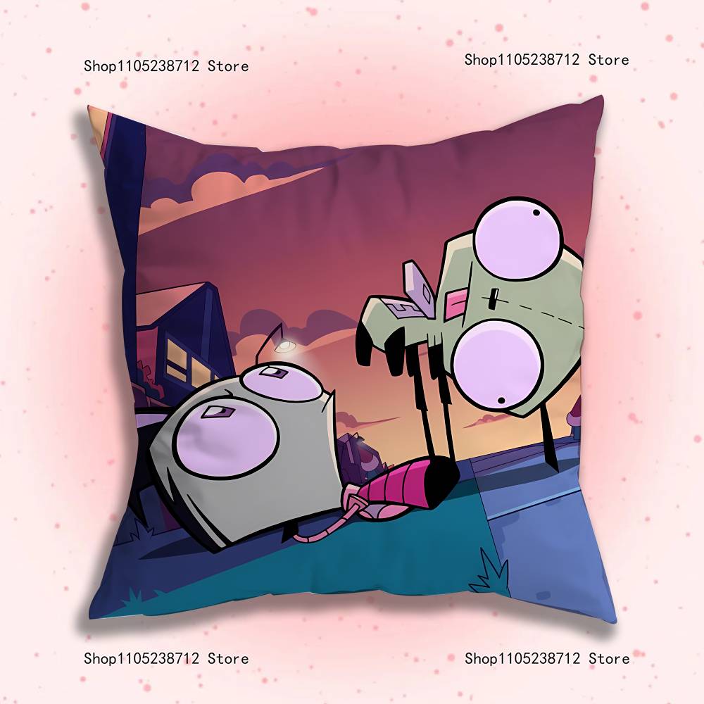 Cute Z-ZIM I-Invaders AnimePillow Case For Sofa Decor Car Office Room Printing Cushion Cover Decorations and Protector