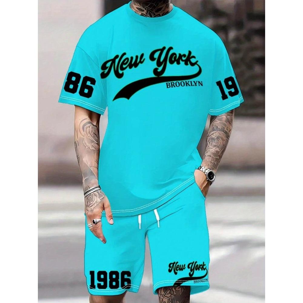 Men's Short-Sleeved Short Pants 3D Printed Trend And Fashion Pattern 2 Pieces Set Vacation And Fitness In The Fourth Quarter