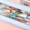 Large Capacity Transparent Cartoon Pencil Case for Girls with Double-Layer Design, Ideal for Elementary School Students