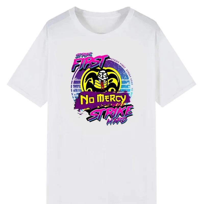 Trendy Cobra Kai Men Tees The Karate Kid Male Tshirt Hombre Fashion Tops Karate Kid Strike First Strike Hard No Mercy Masculinas