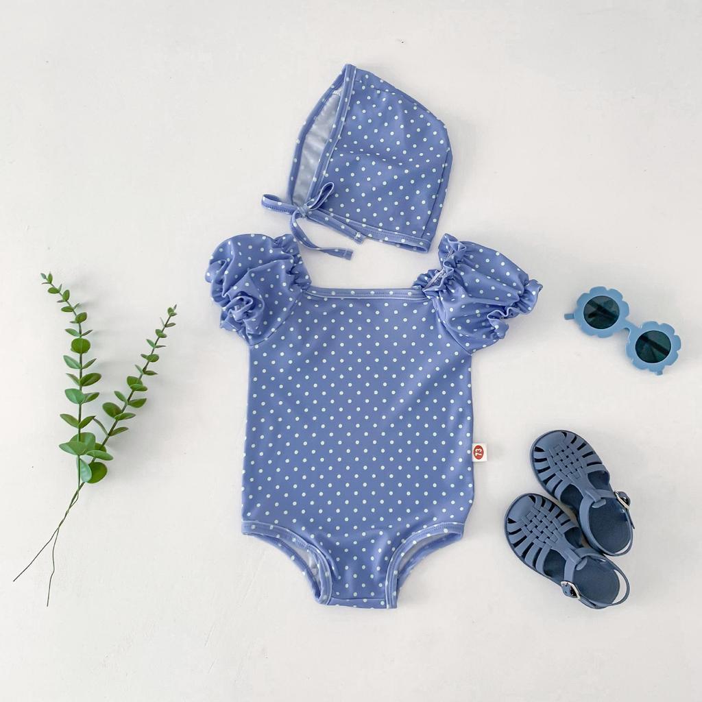Ensemble de maillot de bain pour bébé de style coréen: Grenouillère pour Bébé Fille & Bonnet de Bain pour Vêtements de Plage d'Été