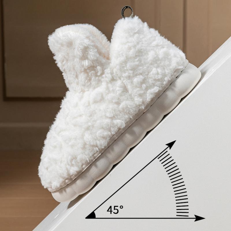 High-heeled Cotton Shoes Women's Warm Plush Thick-soled Stepping on Shit Indoor Home Non-slip Cotton Slippers