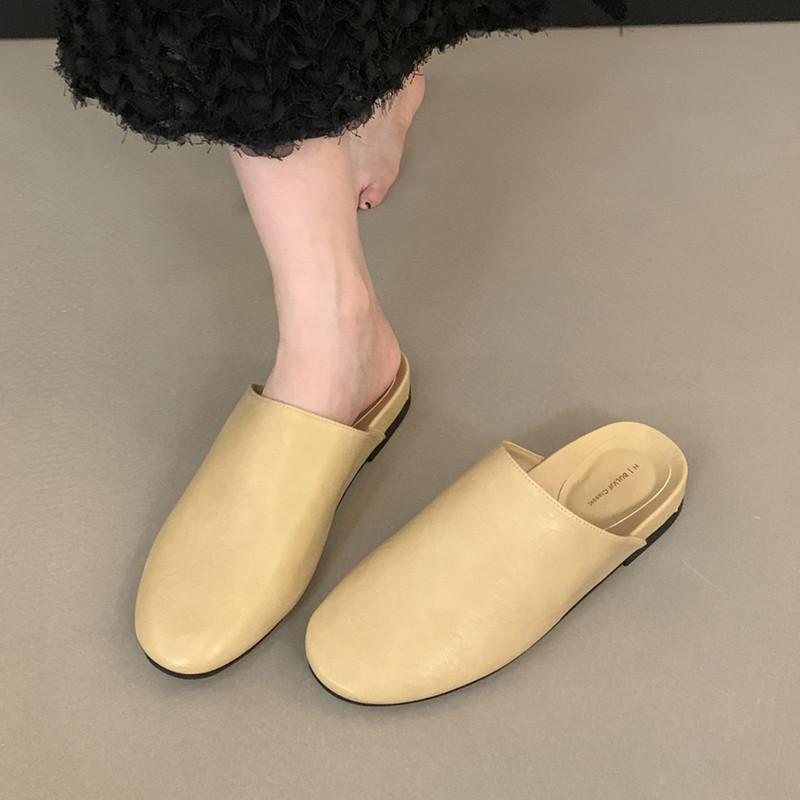 Fashion Bailamos New Brand Women Slipper Fashion Round Toe Slip On Mules Shoes Soft Flat Heel Outdoor Casual Slides Mules Shoes