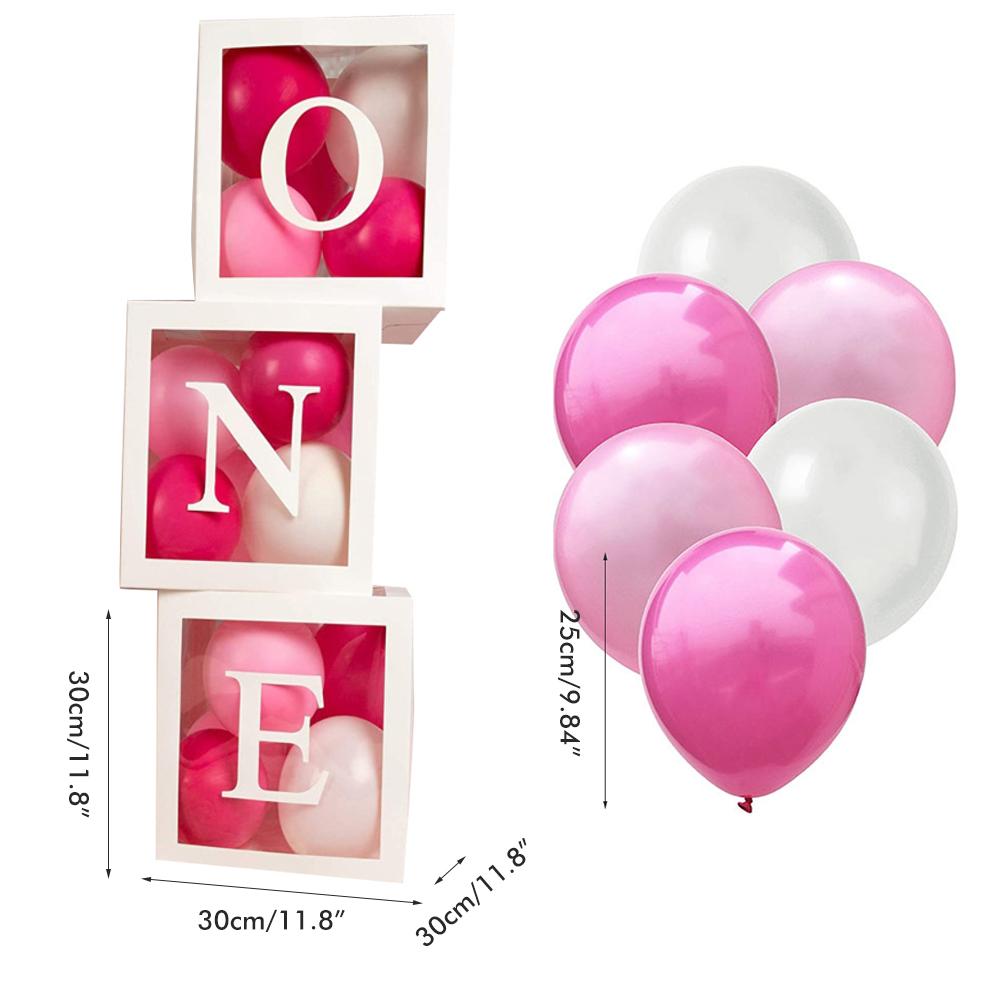 First Birthday Balloon \'\' Boxes for Baby Boy Girl with 26 10inch Balloons Baby 1st Birthday Decor