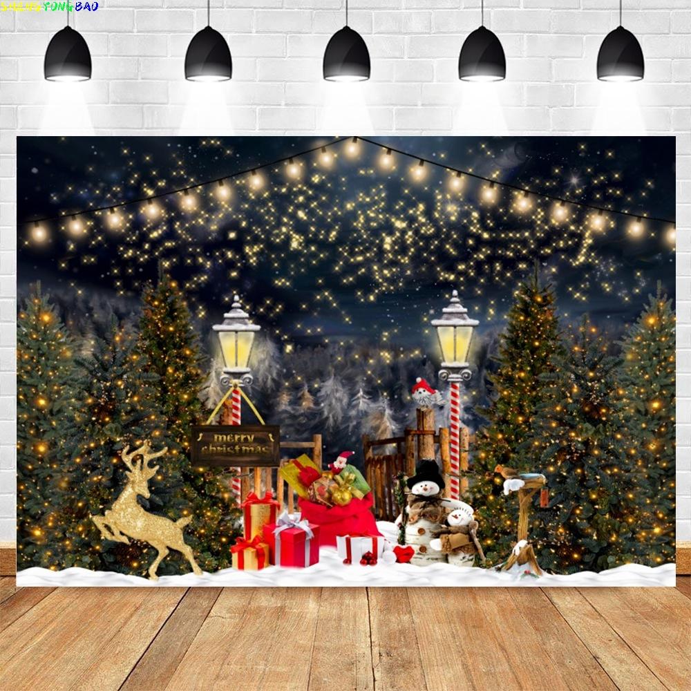 Christmas Backdrop for Photography Xmas Tree Winter Snow Forest Snowflake Natural Scene Baby Portrait Photo Background Studio