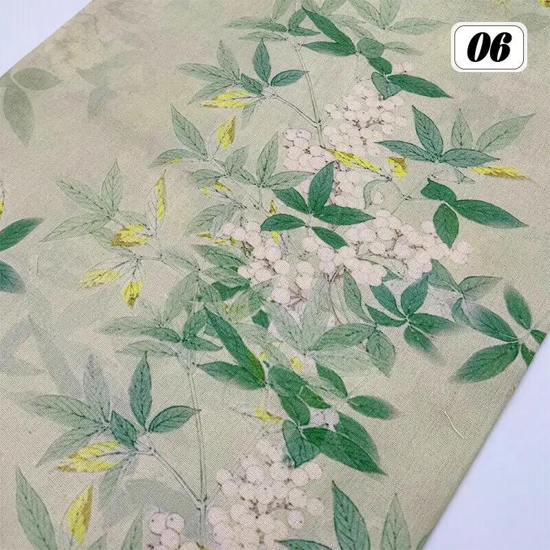 Bomull Linne Tyg Kinesisk Stil Retro Tryckt Klänning Hanfu Sömnad Hantverk DIY Cheongsam Klänning Hanfu Sömnadstyg Kläder Försörjning