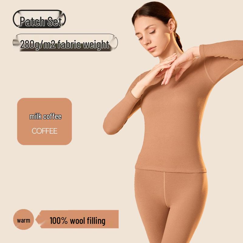 Women's Round Neck and Men's High Collar Thermal Set: Plus Velvet Autumn Wear & Thickened Winter Underwear