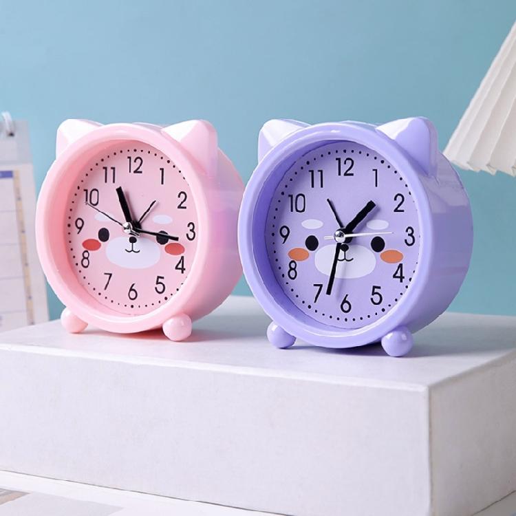 Kids' Decorative Kitten Alarm Clock with Ears and and Quiet Movement Perfectly for Bedroom or Dorm Accessory