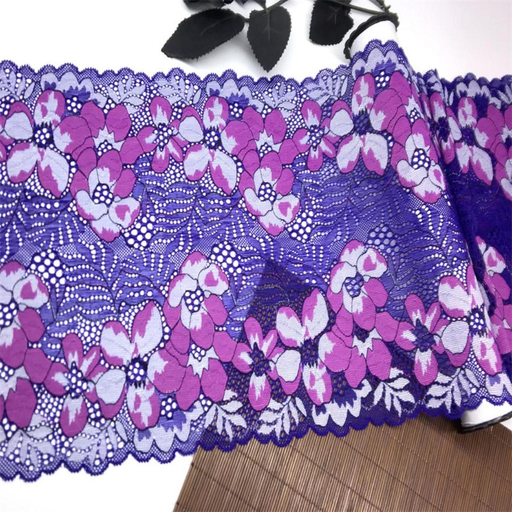 23cm wide Stretch Lace, Multicolor floral Elastic Spandex Lace for Lingerie, Bra, Underwear, Sewing & Crafting
