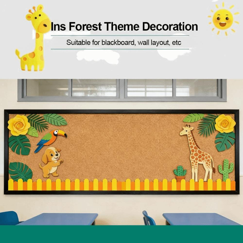 2pcs/set Long Fence Craft Classroom Wall Stickers Blackboard Posters  Primary School Class