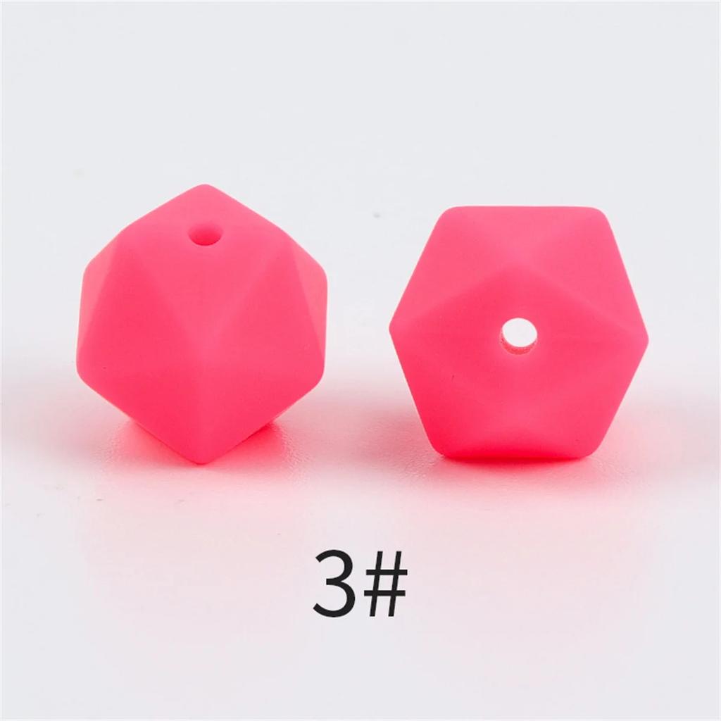TX49 10Pcs 14mm Hexagon Solid Color Silicone Beads Jewelry DIY Necklace Bracelets Keychain Trend Handmade Accessories Jewelry