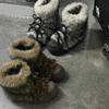 Cowhide version snow boots women's new winter big head thick sole piled and thick fluff outer wear warm cotton shoes