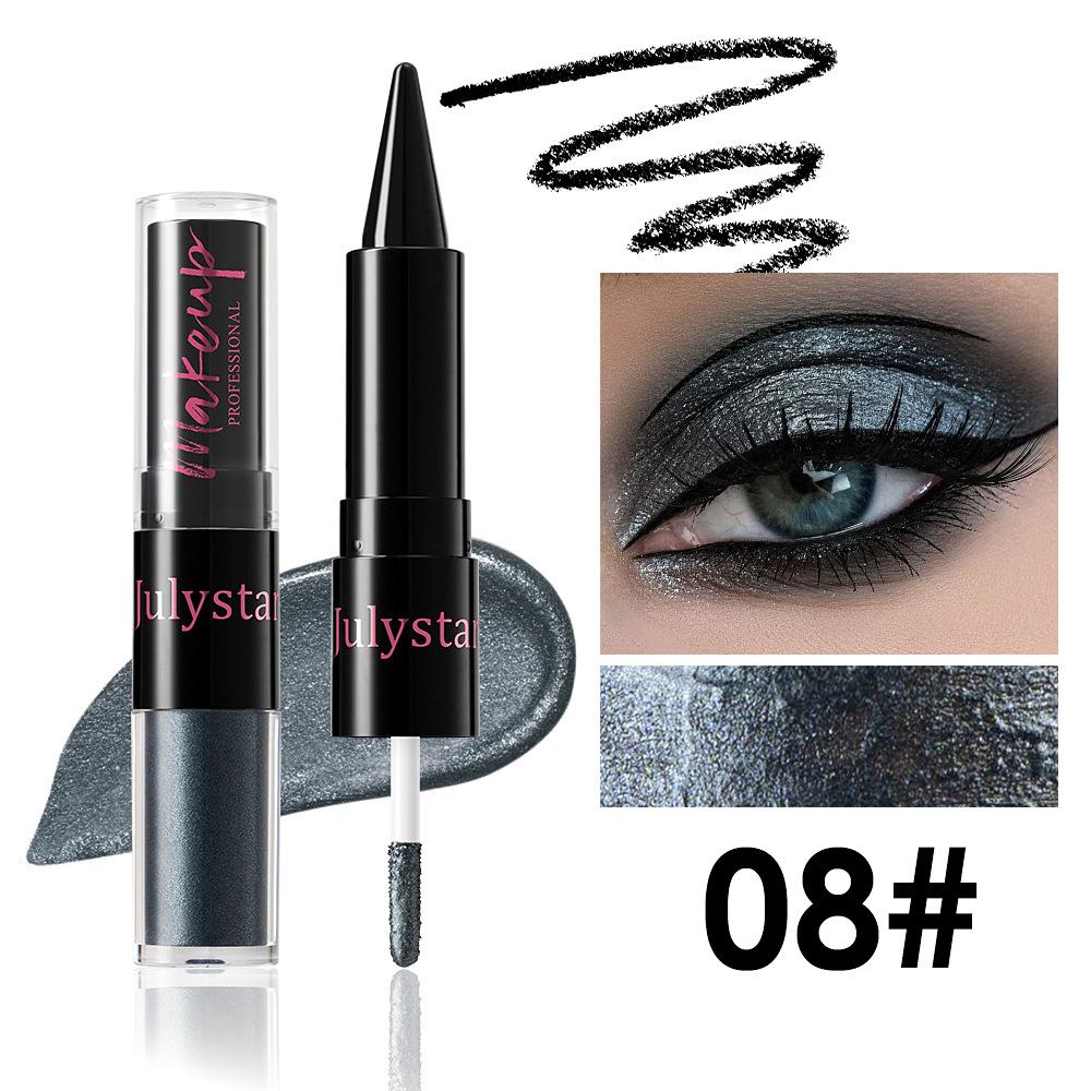 

Набор жидких теней для век Julystar Pearl Glitter Eyeshadow Liquid 2-in-1 Double Head Easy Color Cool Black Eyeliner 4.2ml