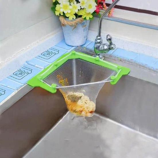 Triangel Köksfilterpåse Diskbänk Avloppskorg Förvaring Sil Organizer Rack
